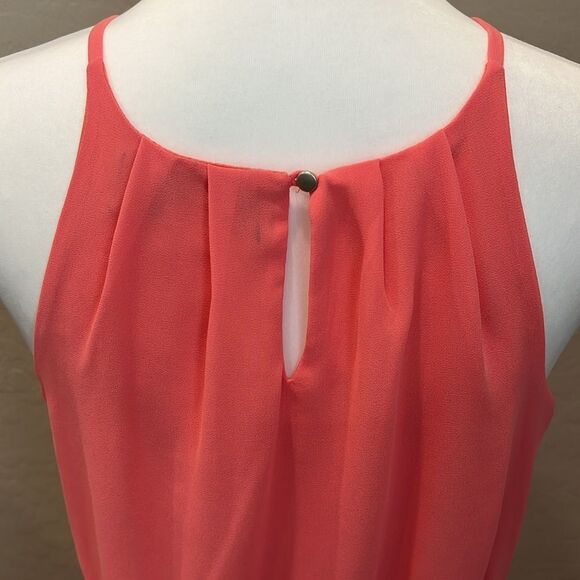 Blue Rain Short Dress Coral/Orange Halter Neck Spaghetti Strap Elastic Waist S - Picture 8 of 12